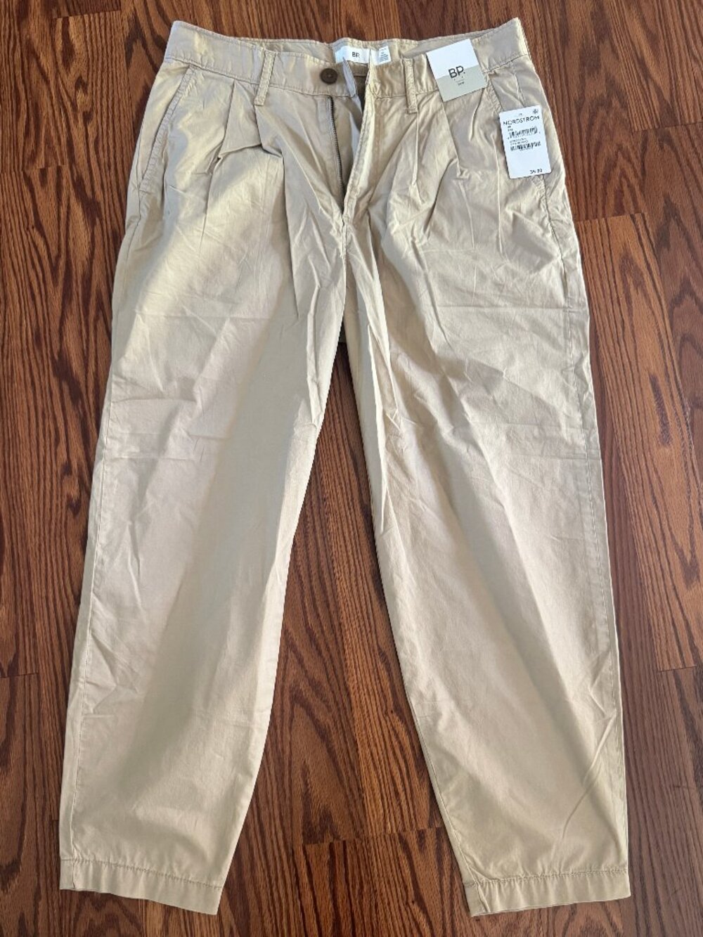 BP Womens 30W Tan Nomad Pleated Summer Chino Pants Cropped Tapered Ankle NWT